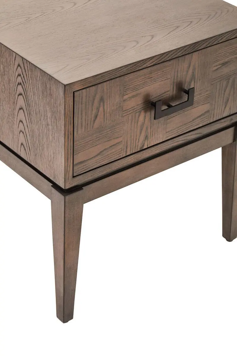 Damira 1 Drawer Antique Grey Side Table – Wooden Bedside or Accent Table - Image 7