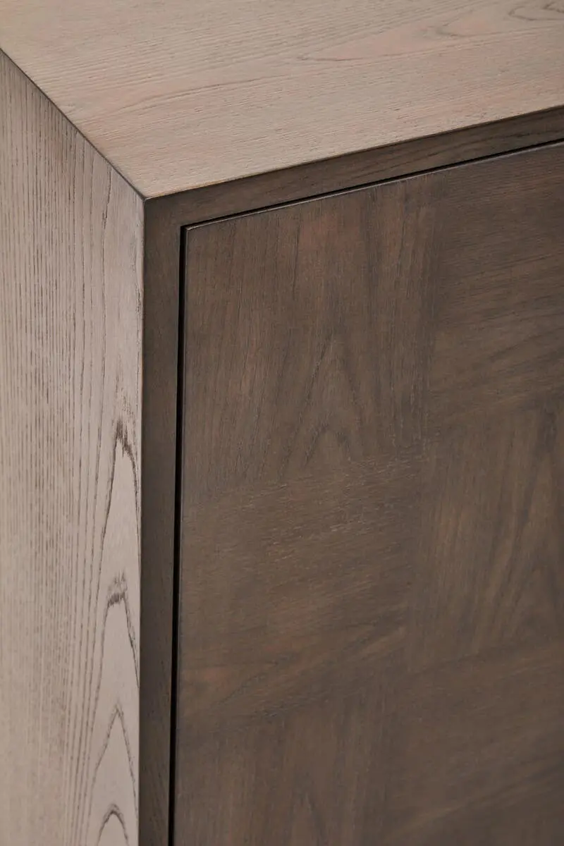Damira 2 Door Antique Grey Sideboard – Mid-Century Storage with Black Handles - Image 2