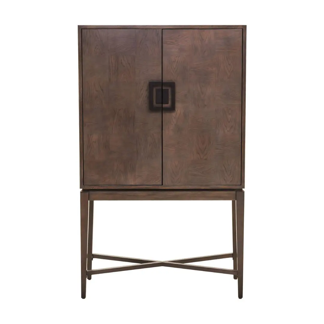 Damira Antique Grey Cabinet – 2 Door Storage with X-Base Design - Image 3