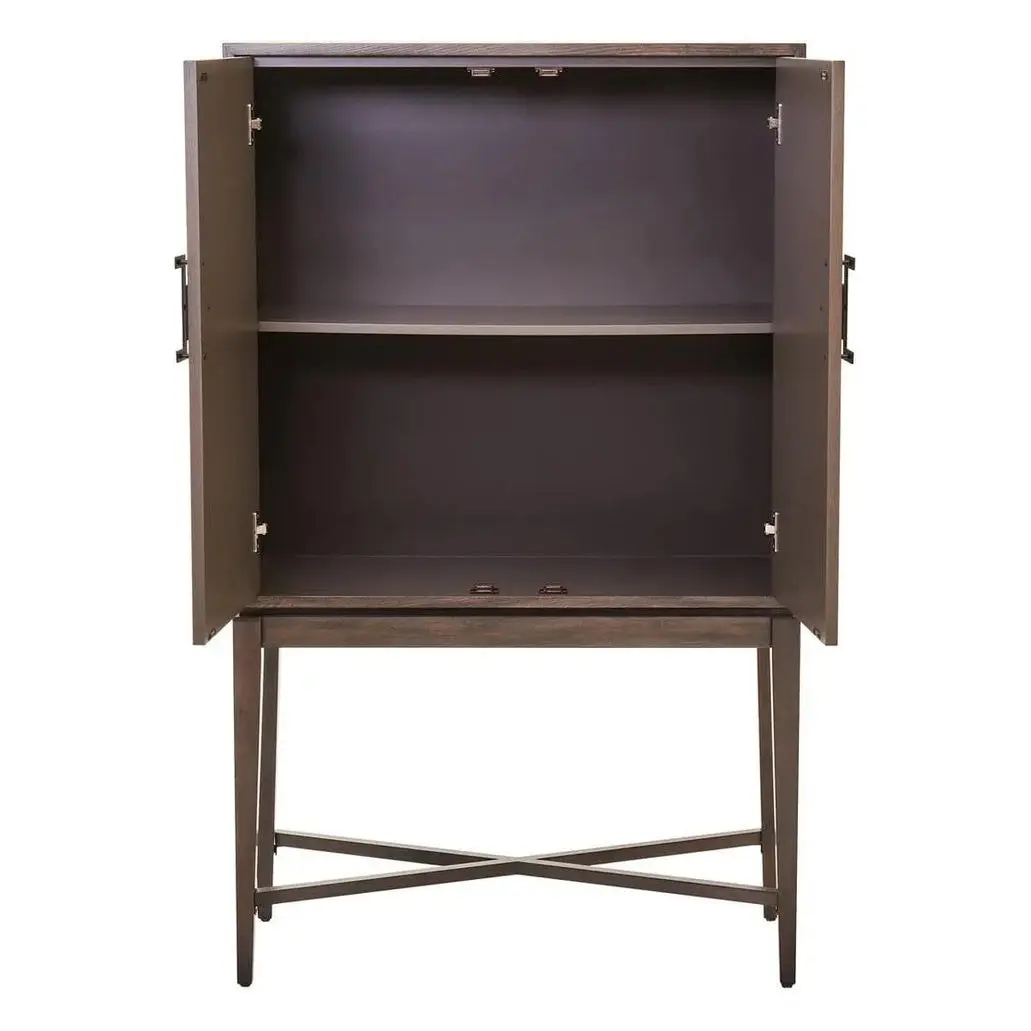 Damira Antique Grey Cabinet – 2 Door Storage with X-Base Design - Image 4