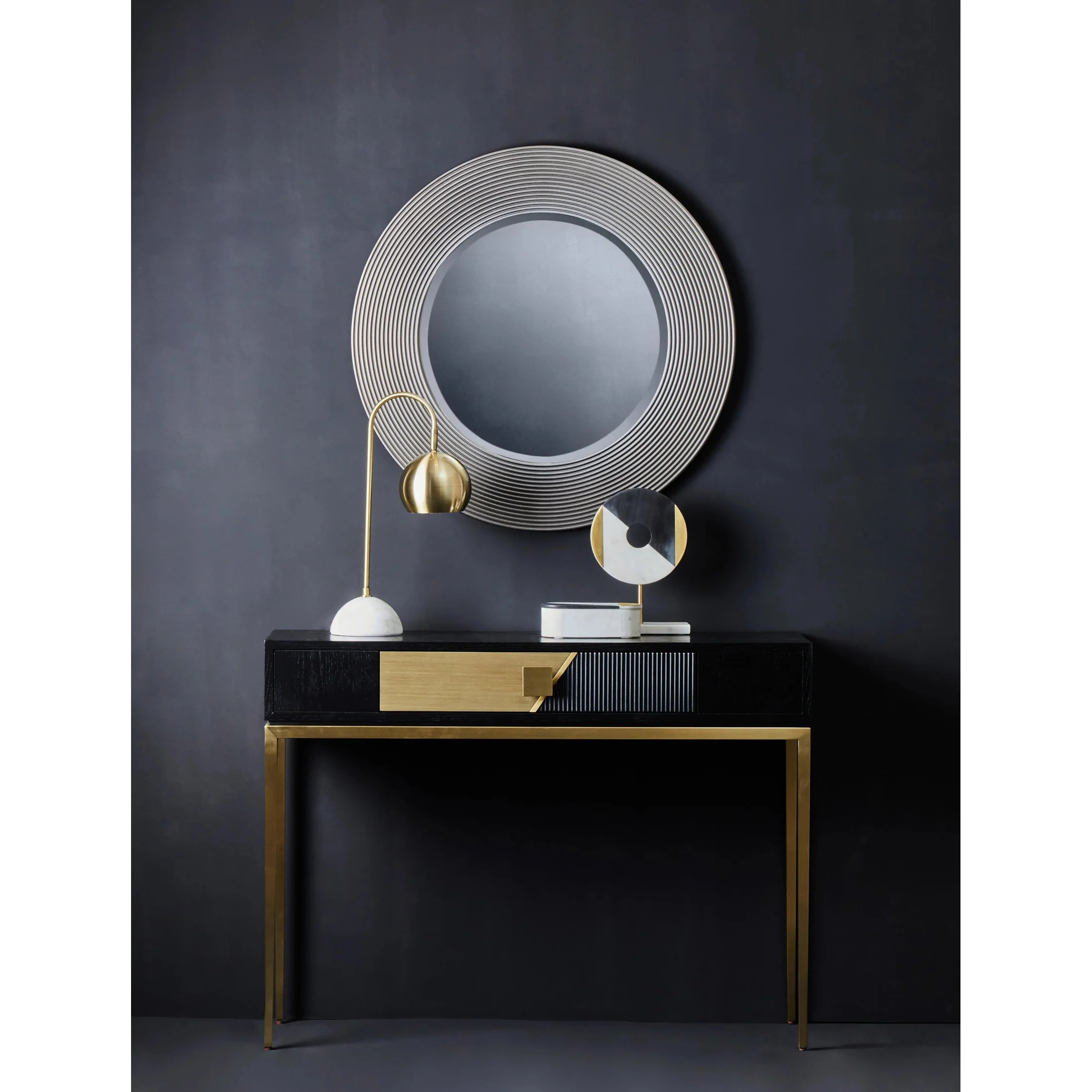 Davaro Black and Gold Console Table with Drawer - Image 2