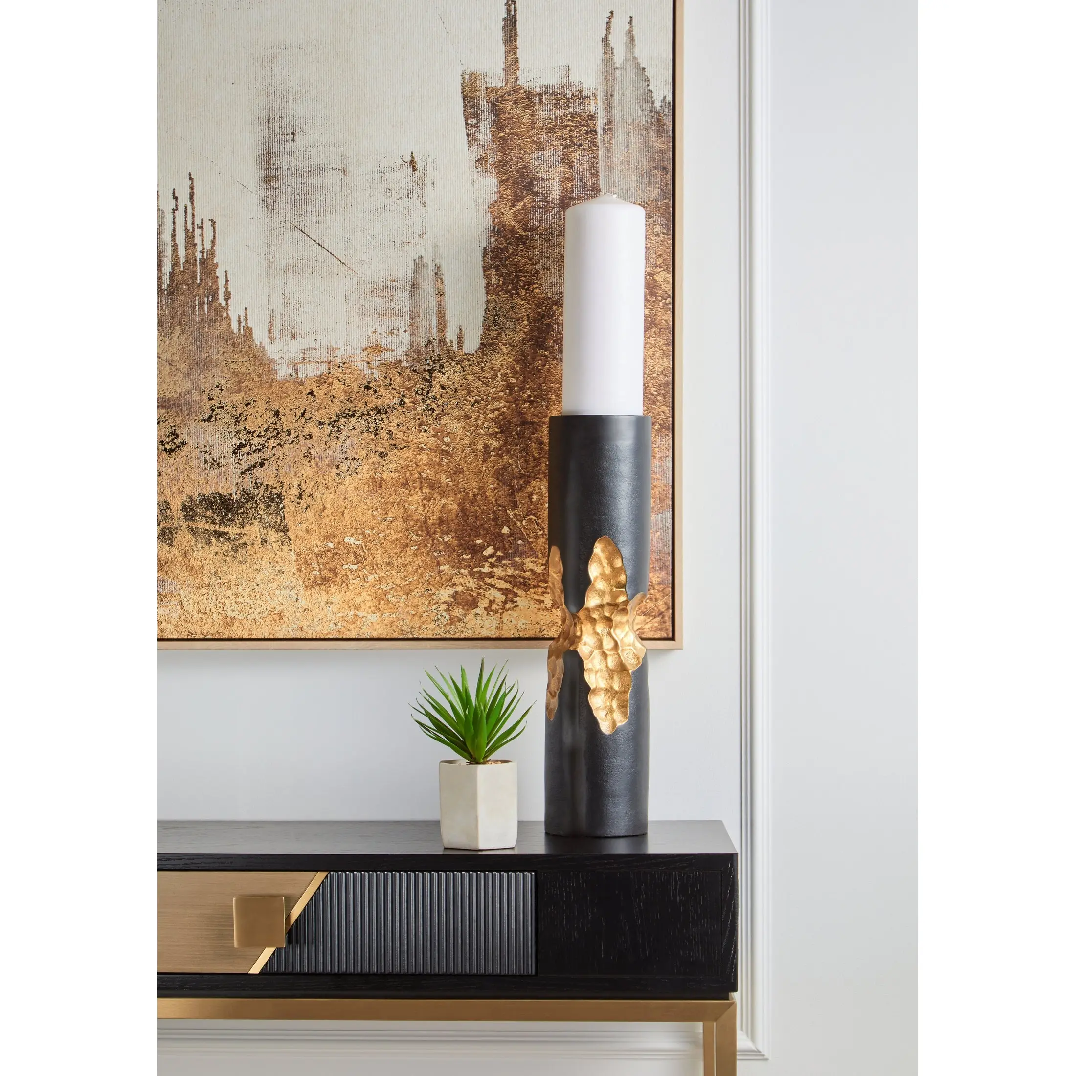 Davaro Black and Gold Console Table with Drawer - Image 5