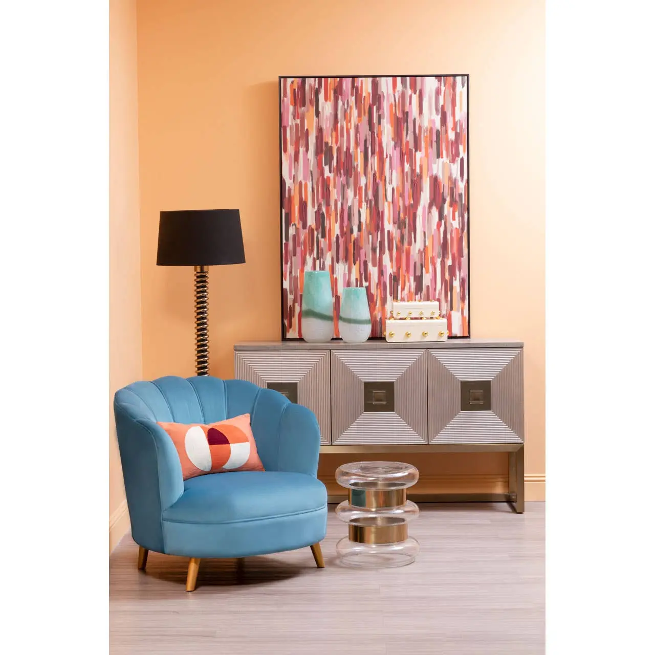 Decora 3 Door Sideboard – Champagne Silver & Grey with Gold Legs - Image 8