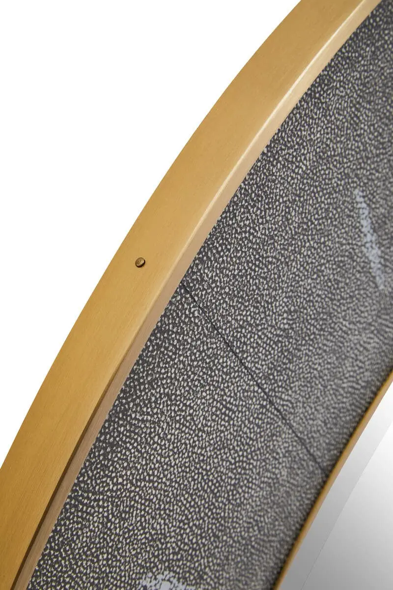 Delsa Grey Shagreen Wall Mirror – Rectangular with Gold Trim - Image 4