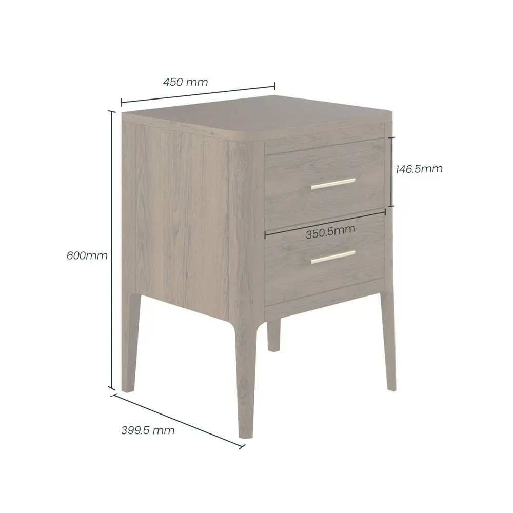 DI Designs Abberley 2 Drawers Bedside in Brown - Image 4