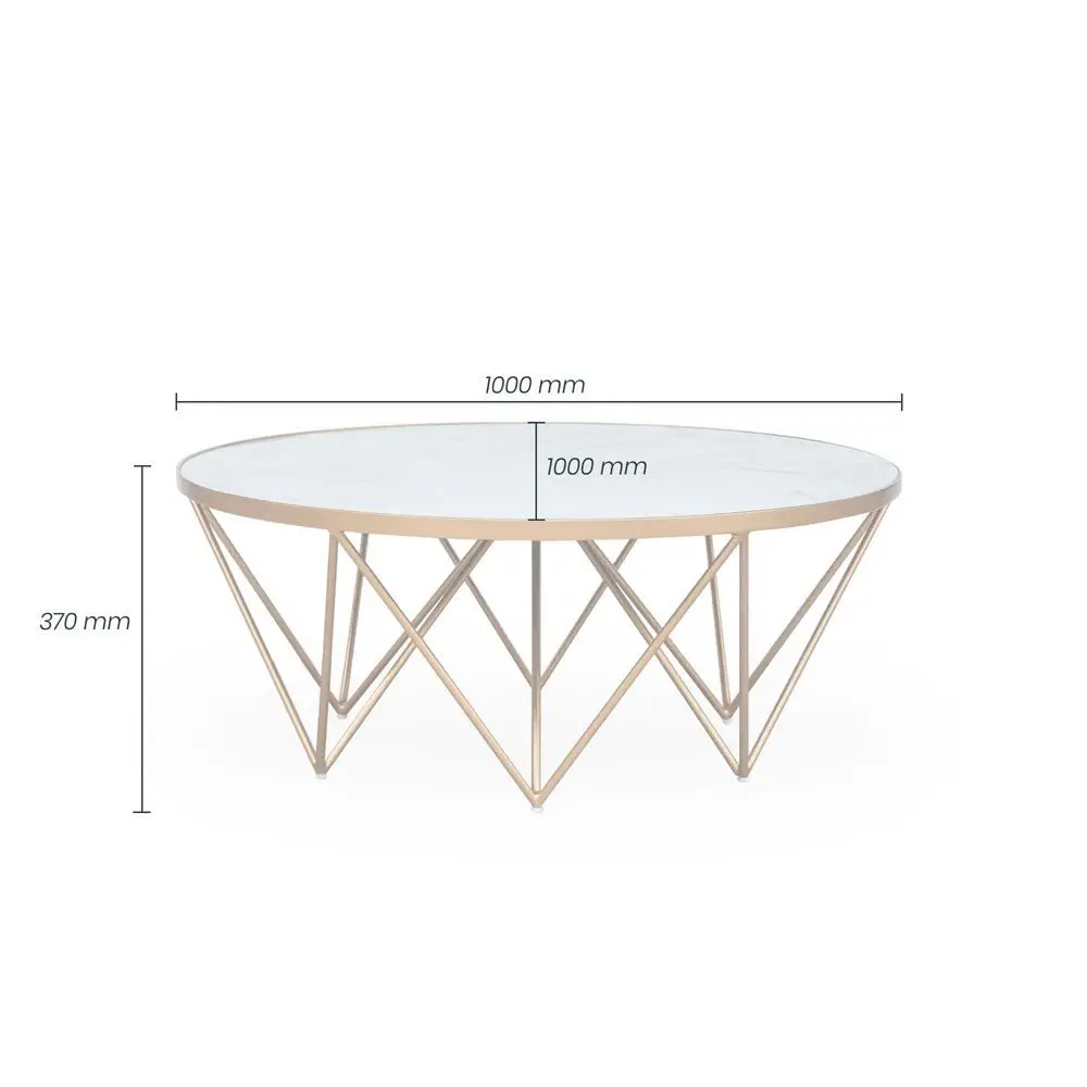 DI Designs Crofton Round White Marble Glass Coffee Table - Image 4