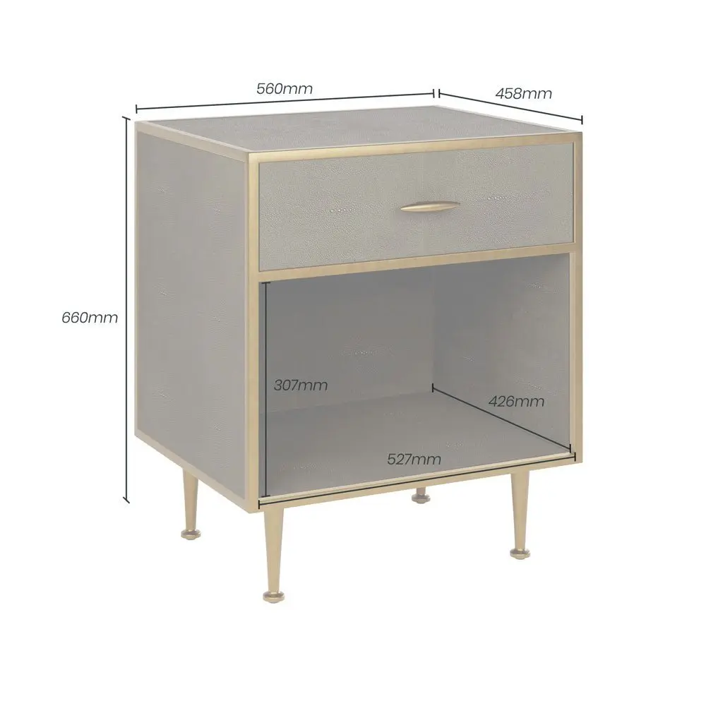 DI Designs Hampton Bedside Table in Grey Shagreen - Image 4