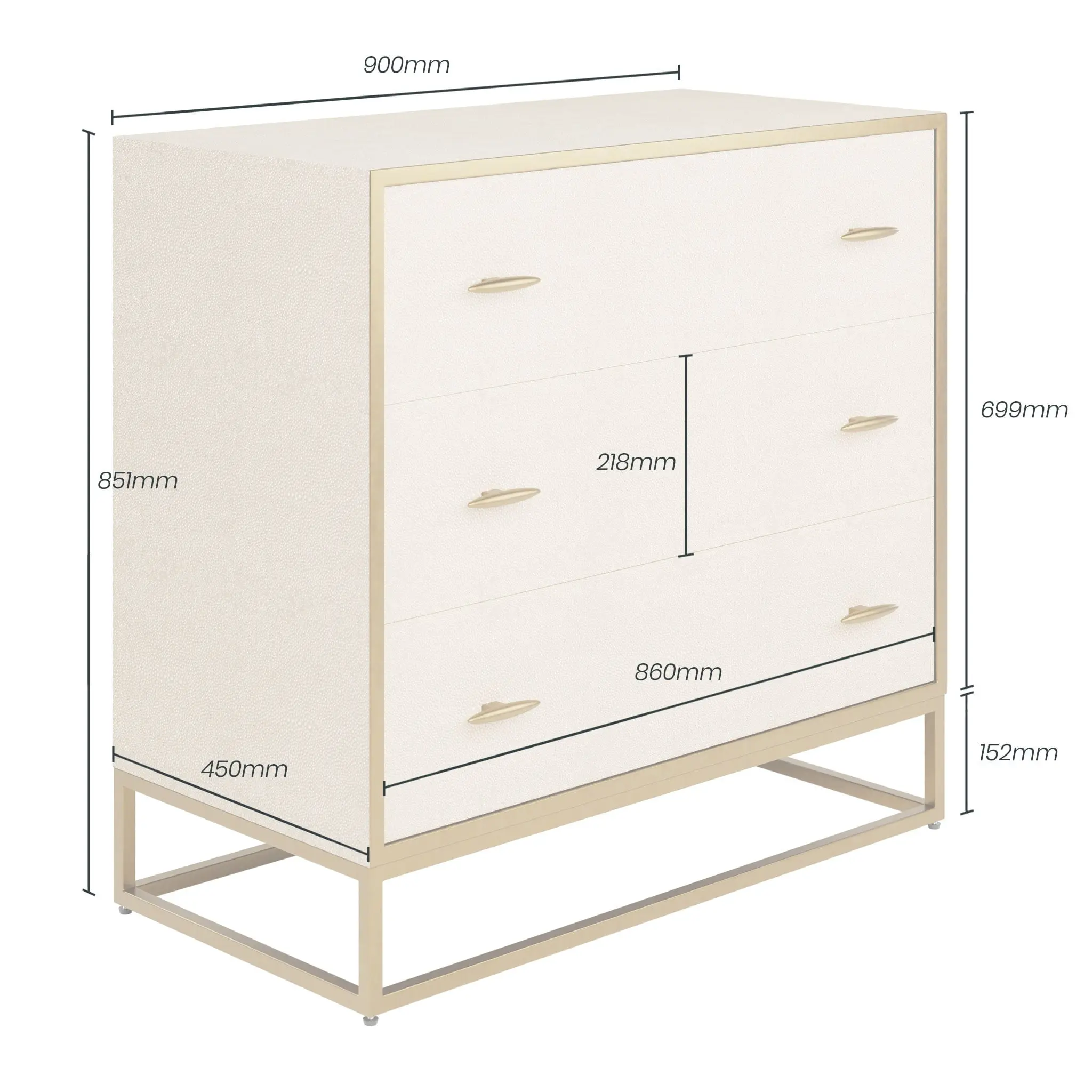 DI Designs Hampton Chest of Drawers in Ivory Shagreen - Image 4