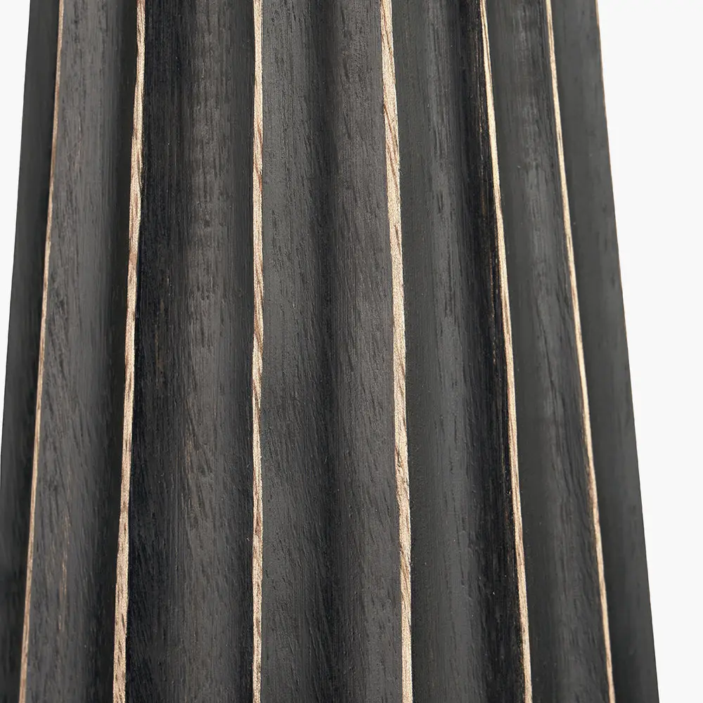 Draydon Black Wash Mango Wood Textured Cone Table Lamp - Image 6
