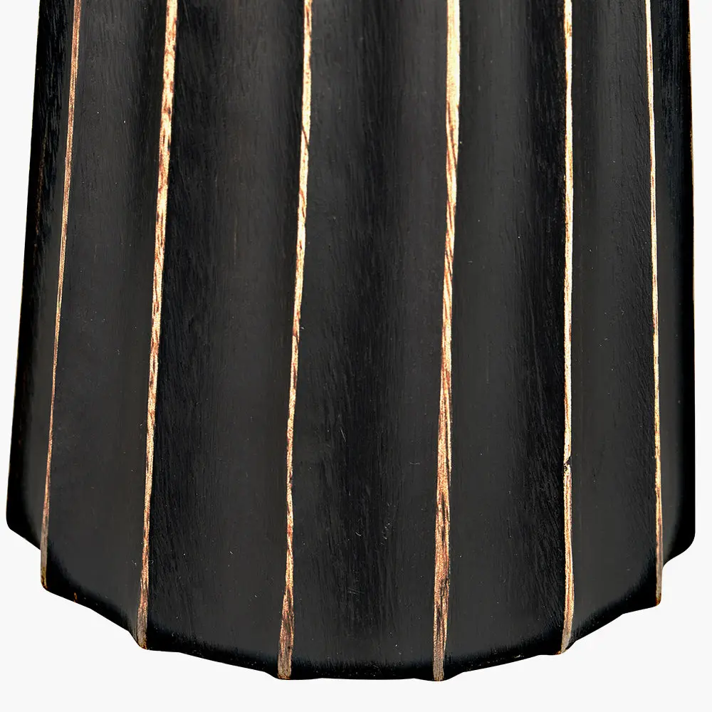 Draydon Black Wash Mango Wood Textured Cone Table Lamp - Image 7