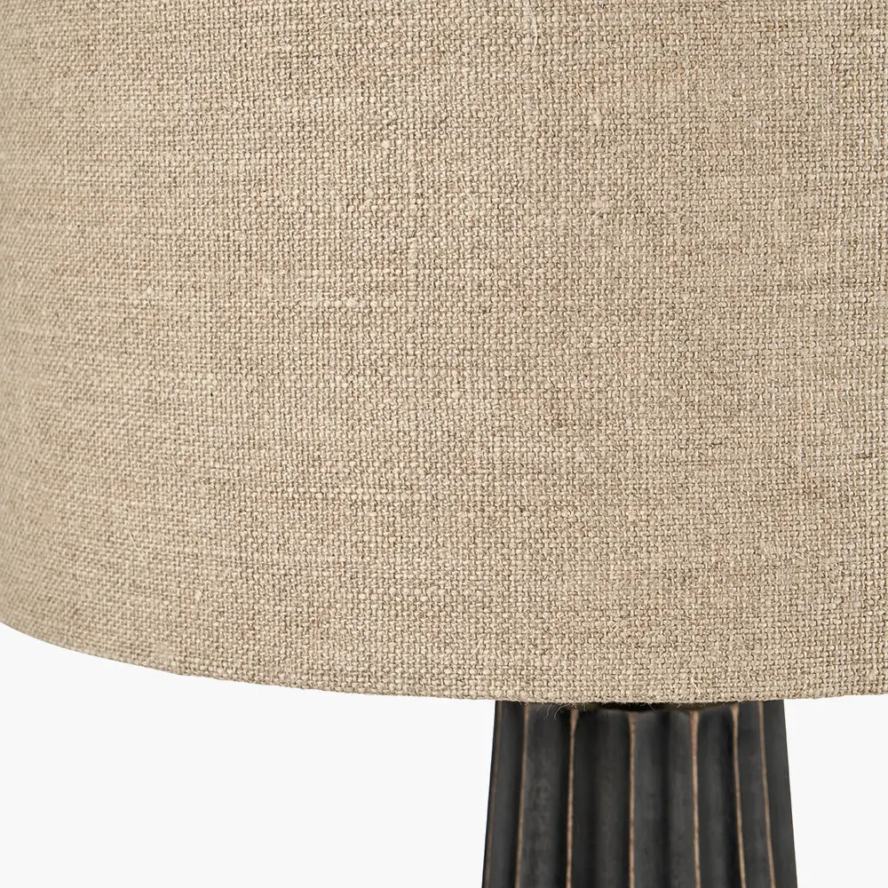 Draydon Black Wash Mango Wood Textured Cone Table Lamp - Image 8