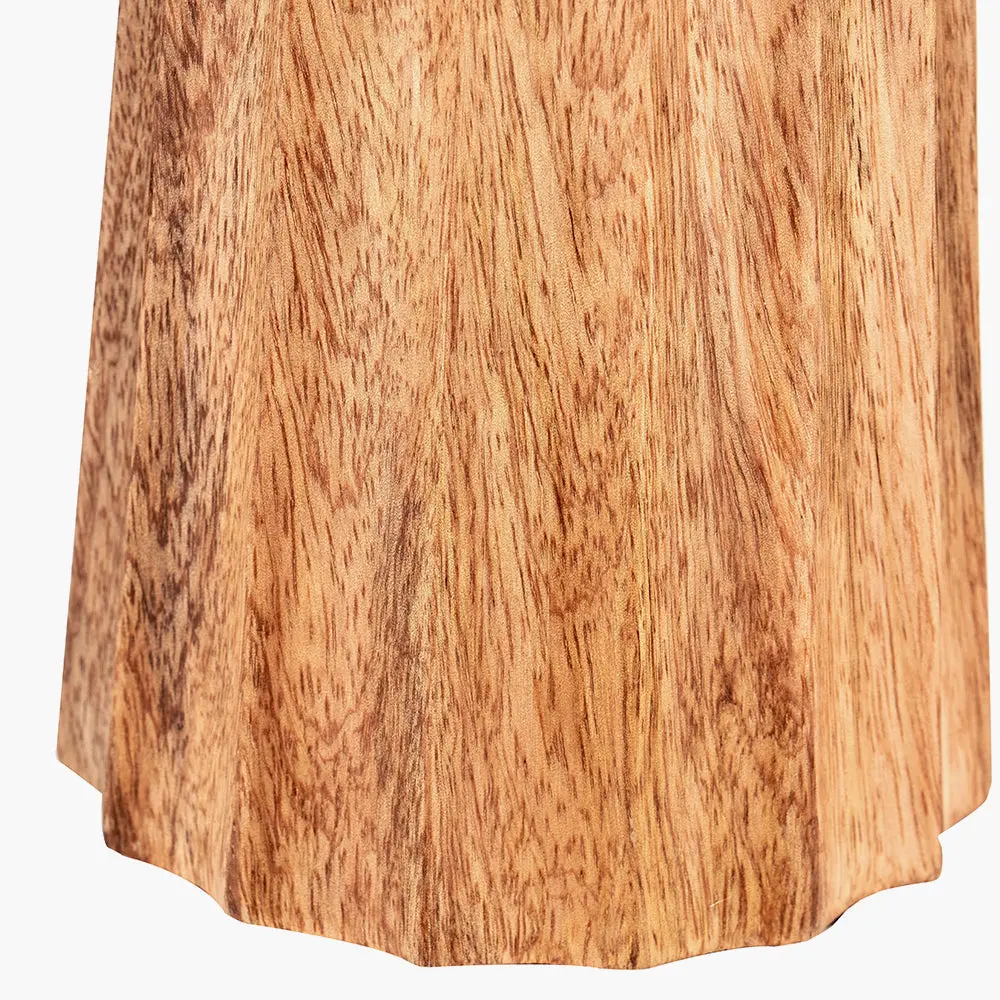 Draydon Natural Mango Wood Textured Cone Table Lamp - Image 7