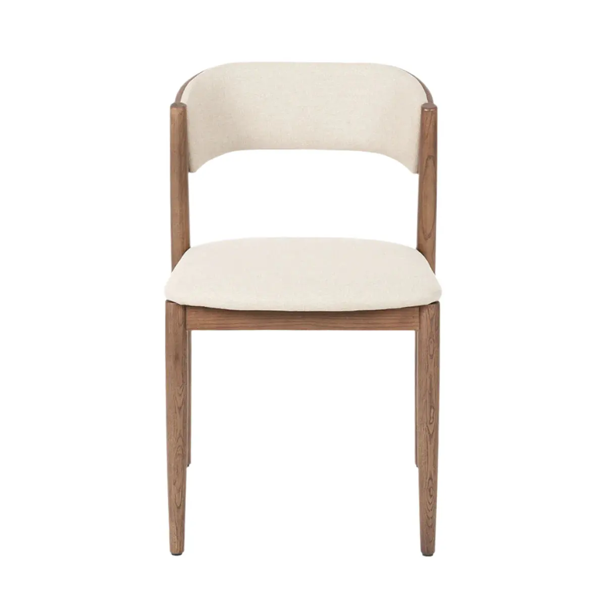 Elias Natural Linen and Dark Ash Wood Curved Back Dining Chair - Pacific Lifestyle - Image 2