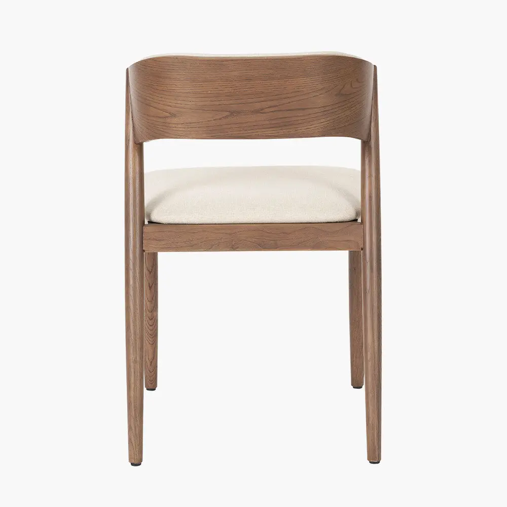 Elias Natural Linen and Dark Ash Wood Curved Back Dining Chair - Pacific Lifestyle - Image 5