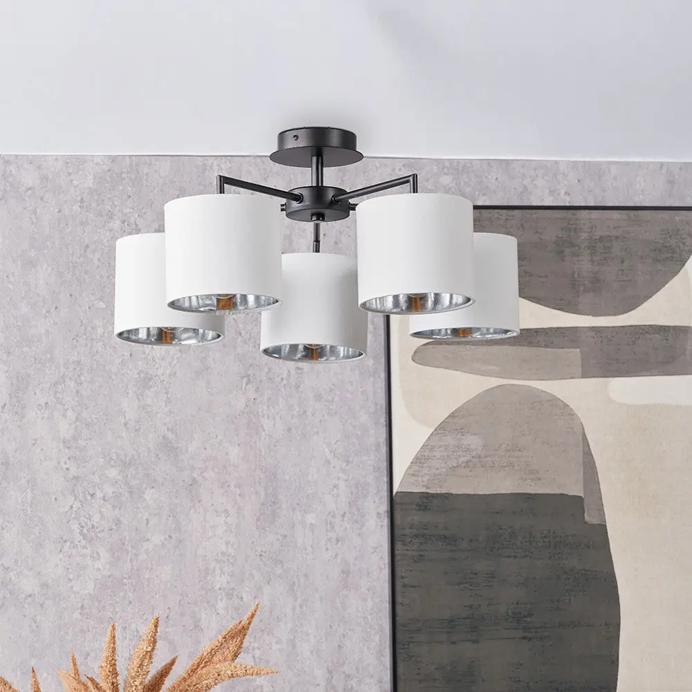 Elin 5 Light Pendant – Matt Black & Ivory - Image 5