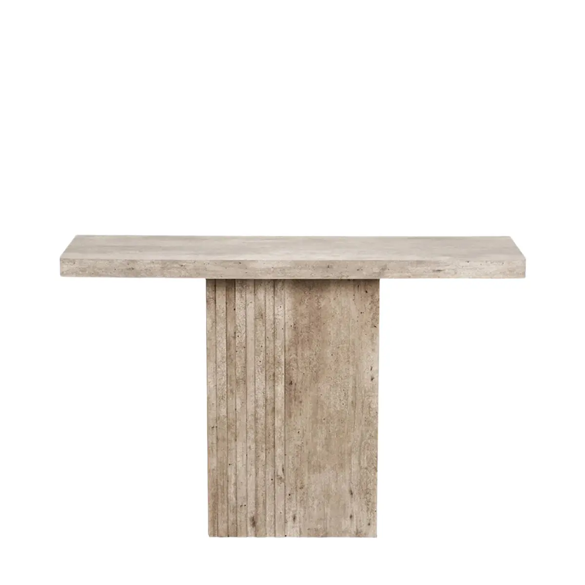 Elkton Concrete Effect Console Table – Wood Veneer with Groove Detail - Image 2
