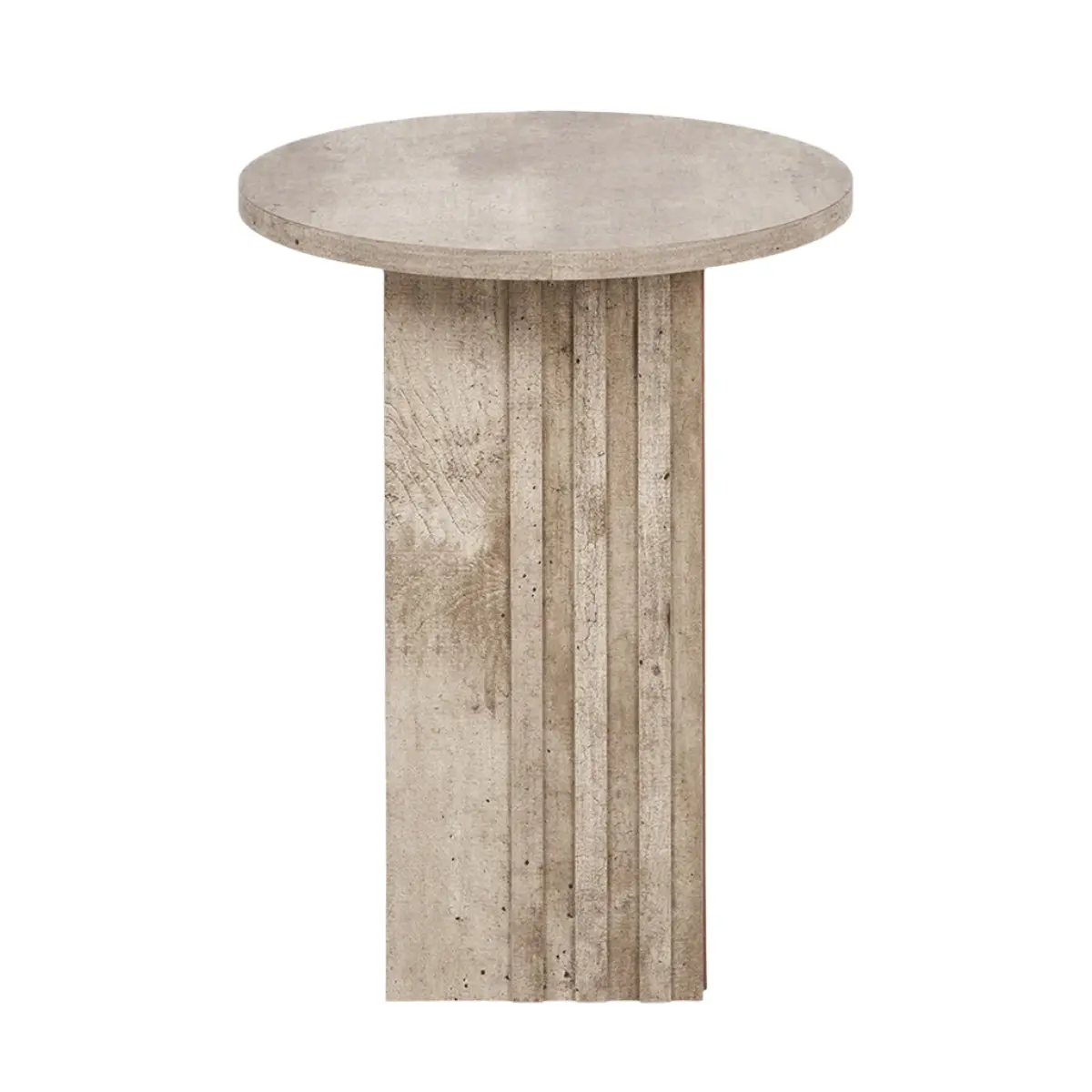 Elkton Concrete Effect Wood Veneer Groove Side Table - Pacific Lifestyle - Image 3
