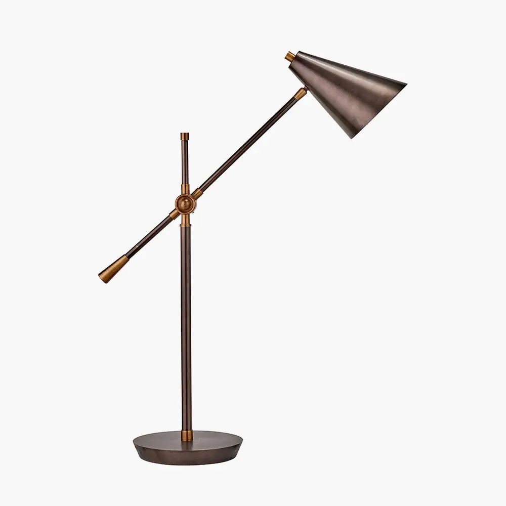 Emiliano Antique Bronze and Antique Brass Adjustable Task Table Lamp - Image 9