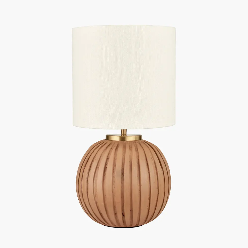 Ezekiel Terracotta Textured Ball Table Lamp in Natural - Image 3