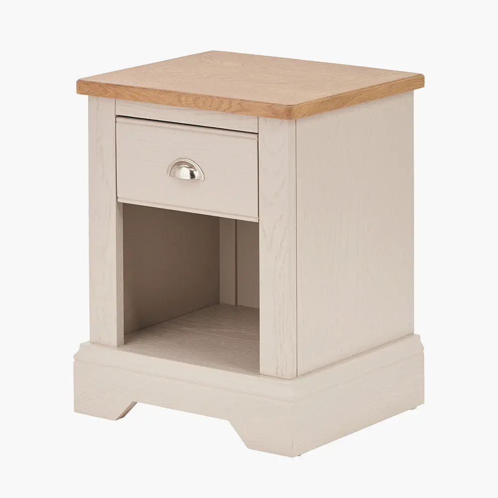 Fairford Parchment White & Oak 1 Drawer Bedside Table – Country Style - Image 3