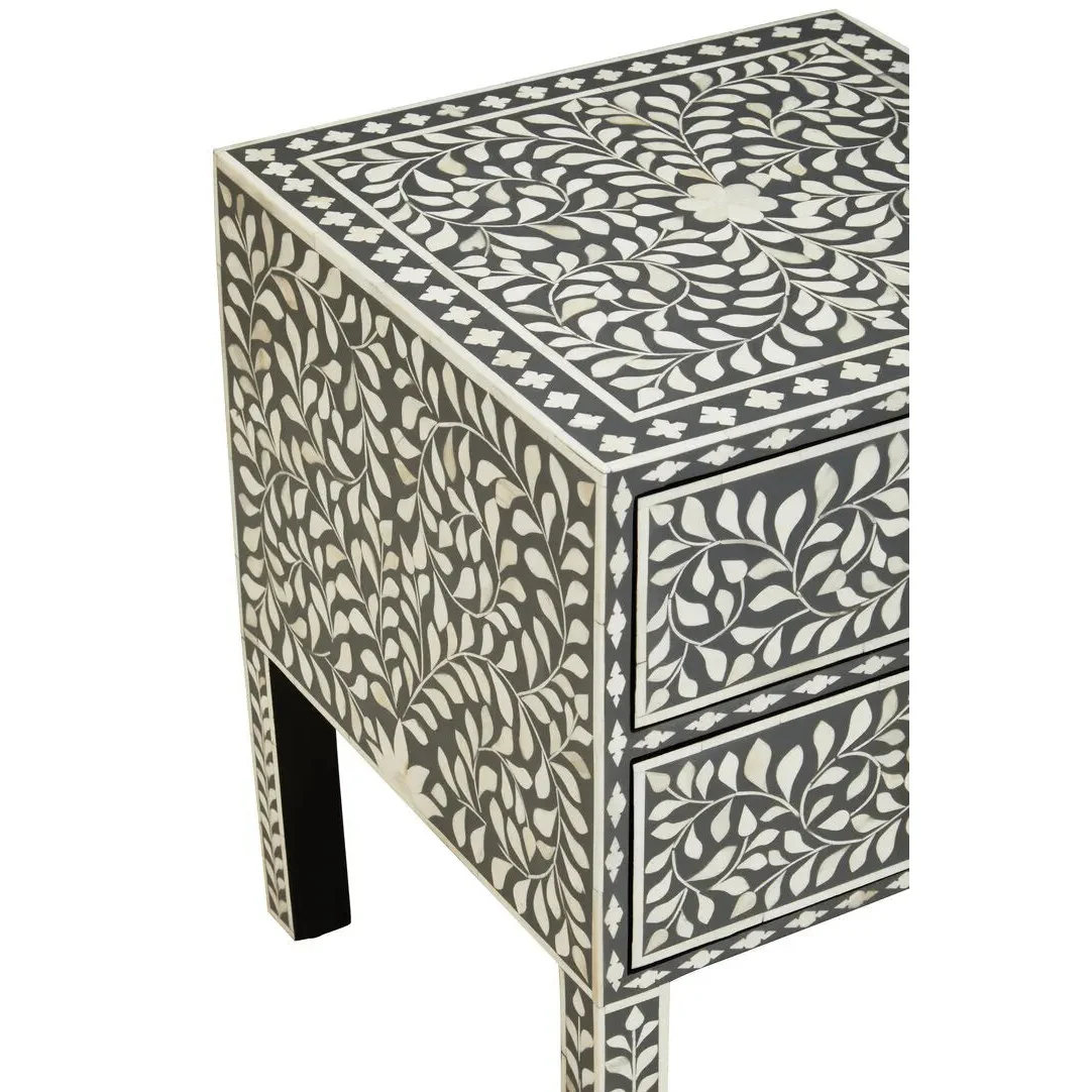 Fazion 2 Drawer Bone Inlay Side Table - Image 19