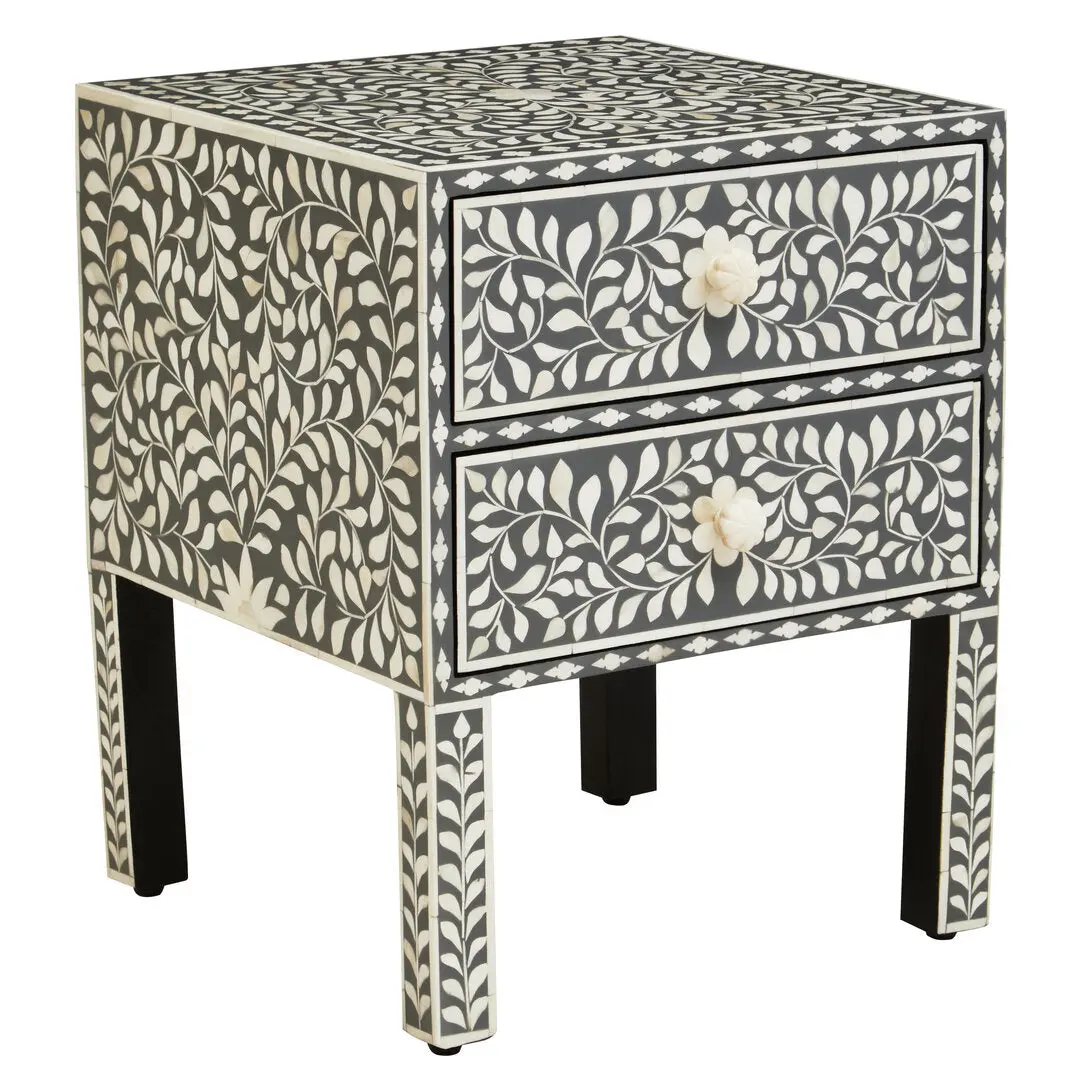 Fazion 2 Drawer Bone Inlay Side Table - Image 25
