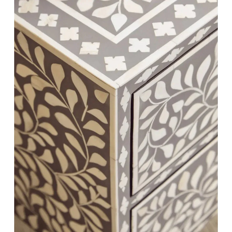 Fazion 2 Drawer Bone Inlay Side Table - Image 27