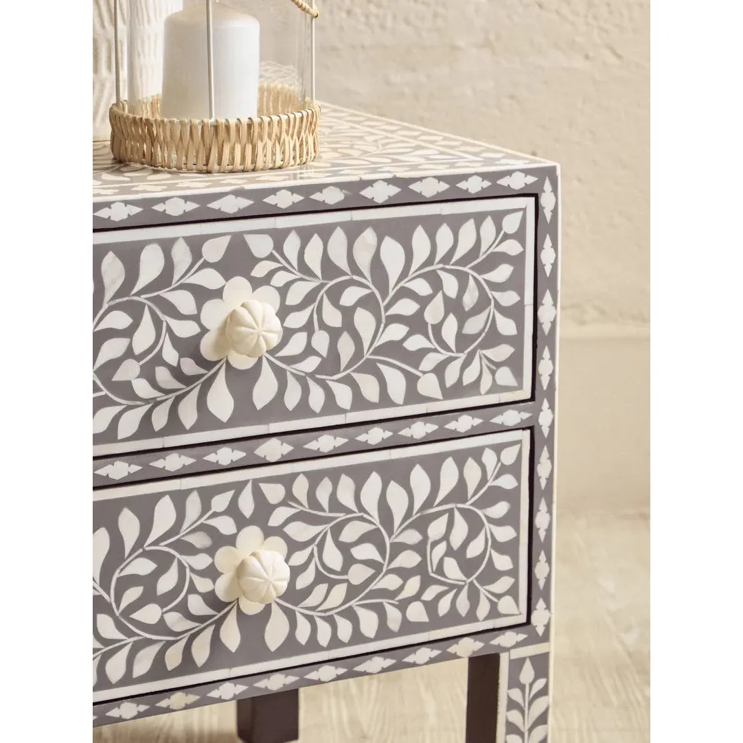 Fazion 2 Drawer Bone Inlay Side Table - Image 28