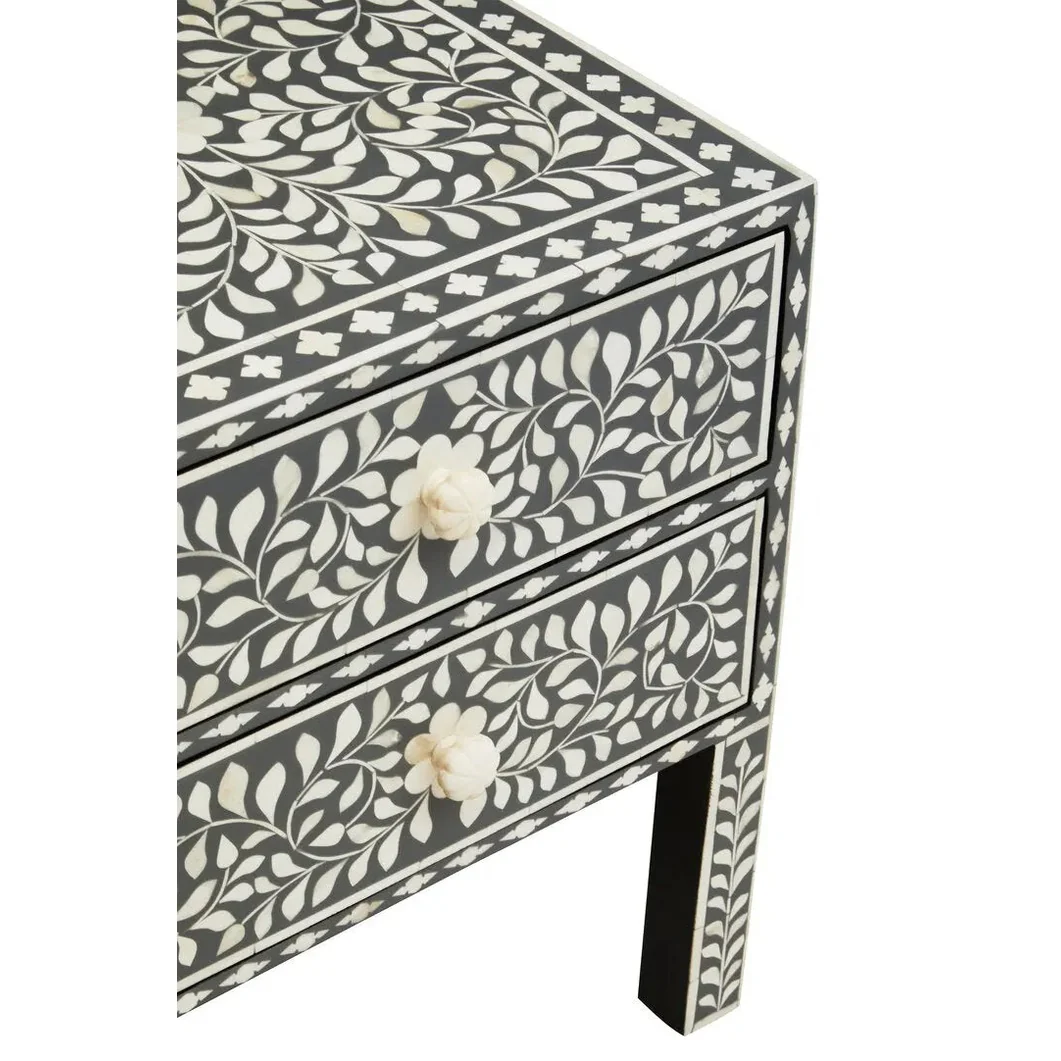 Fazion 2 Drawer Bone Inlay Side Table - Image 7