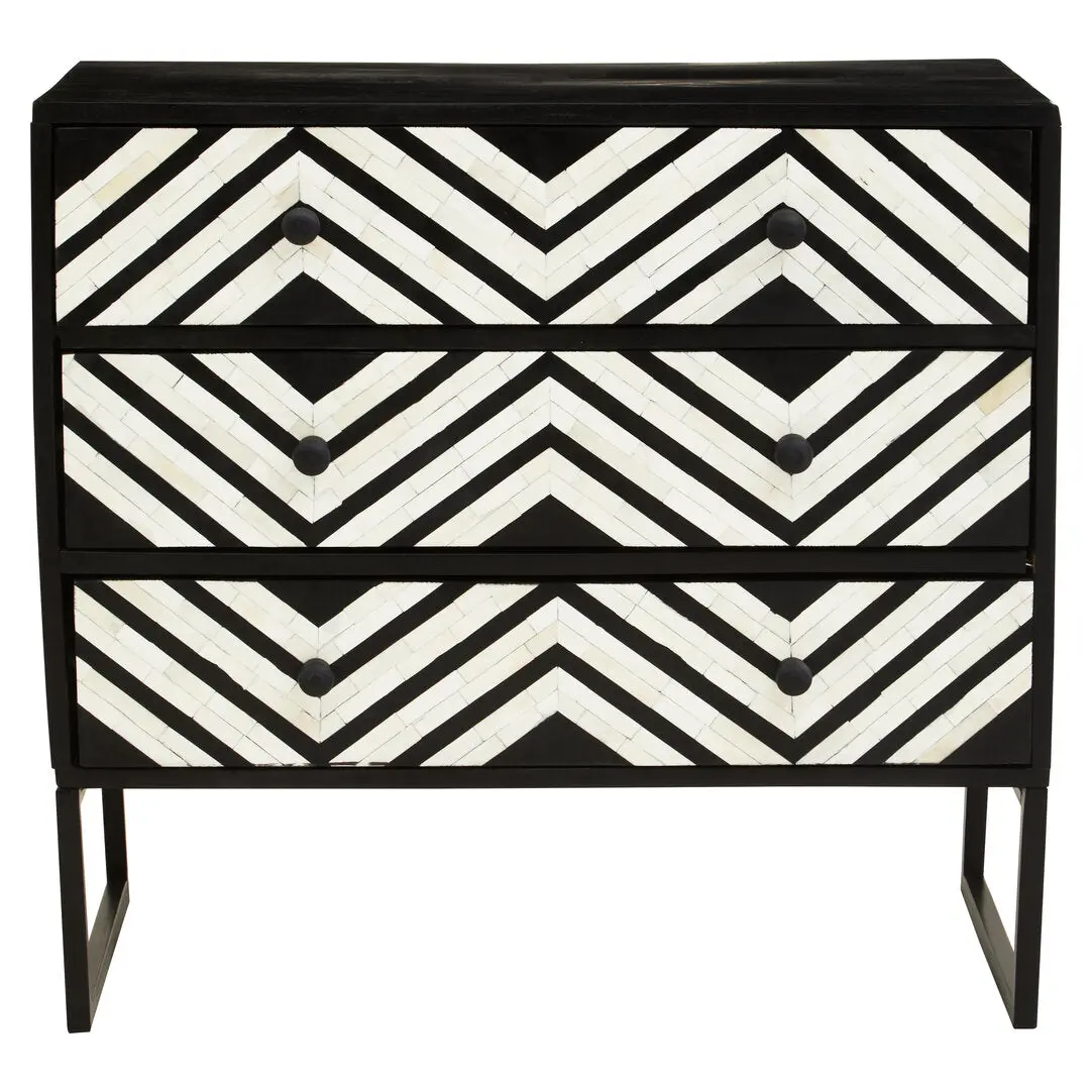 Fazion Three Drawer Bone Inlay Chest of Drawers