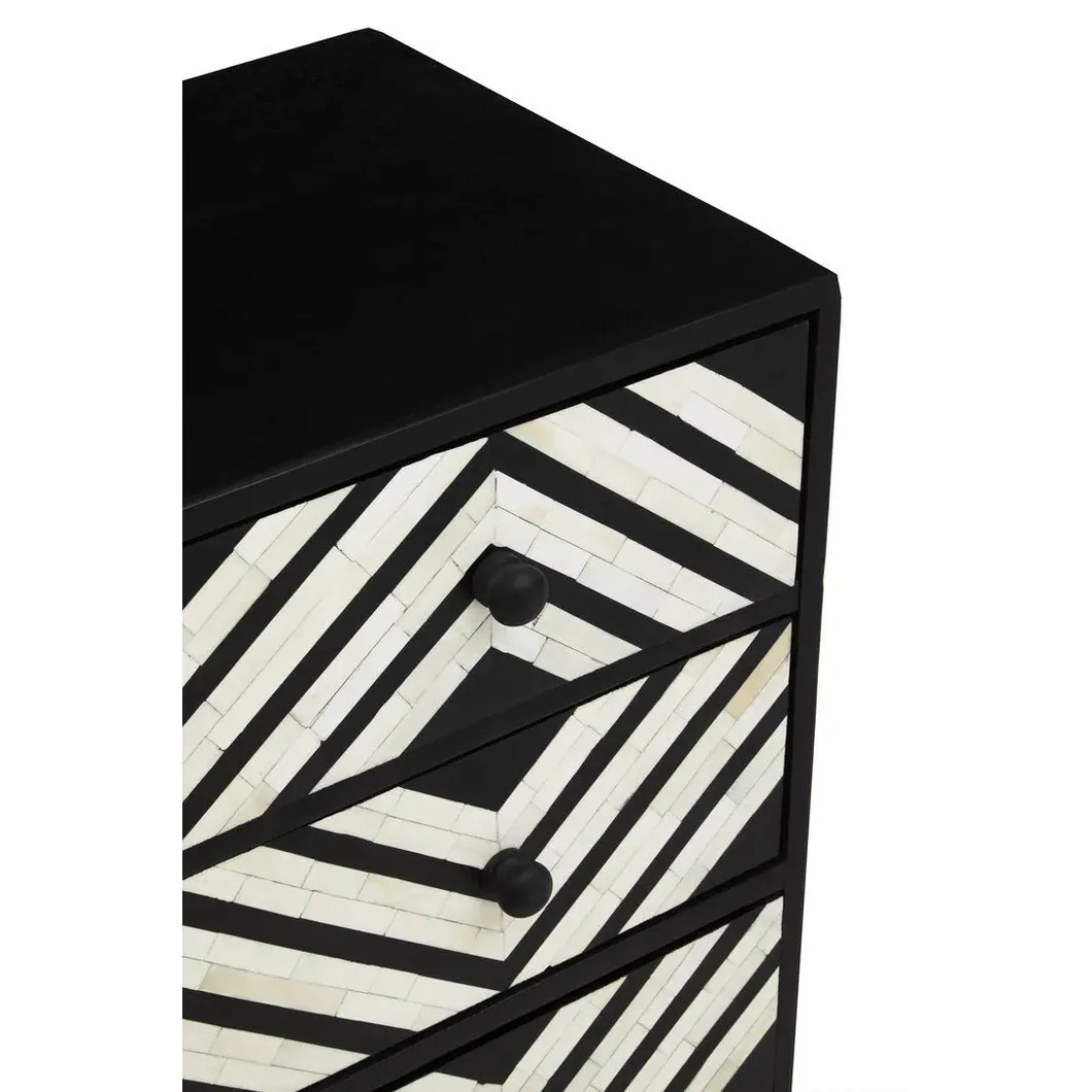 Fazion Three Drawer Bone Inlay Chest of Drawers - Image 5