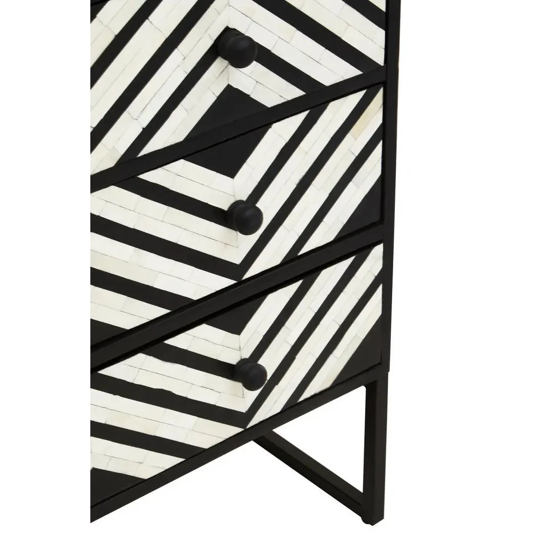 Fazion Three Drawer Bone Inlay Chest of Drawers - Image 6