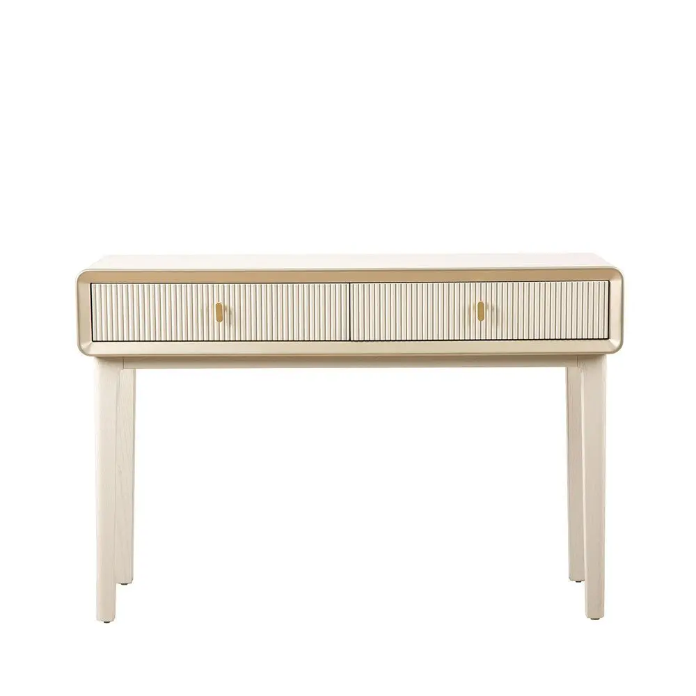 Femelle Cream Elm 2 Drawer Console Table with Soft Gold Trim - Image 2