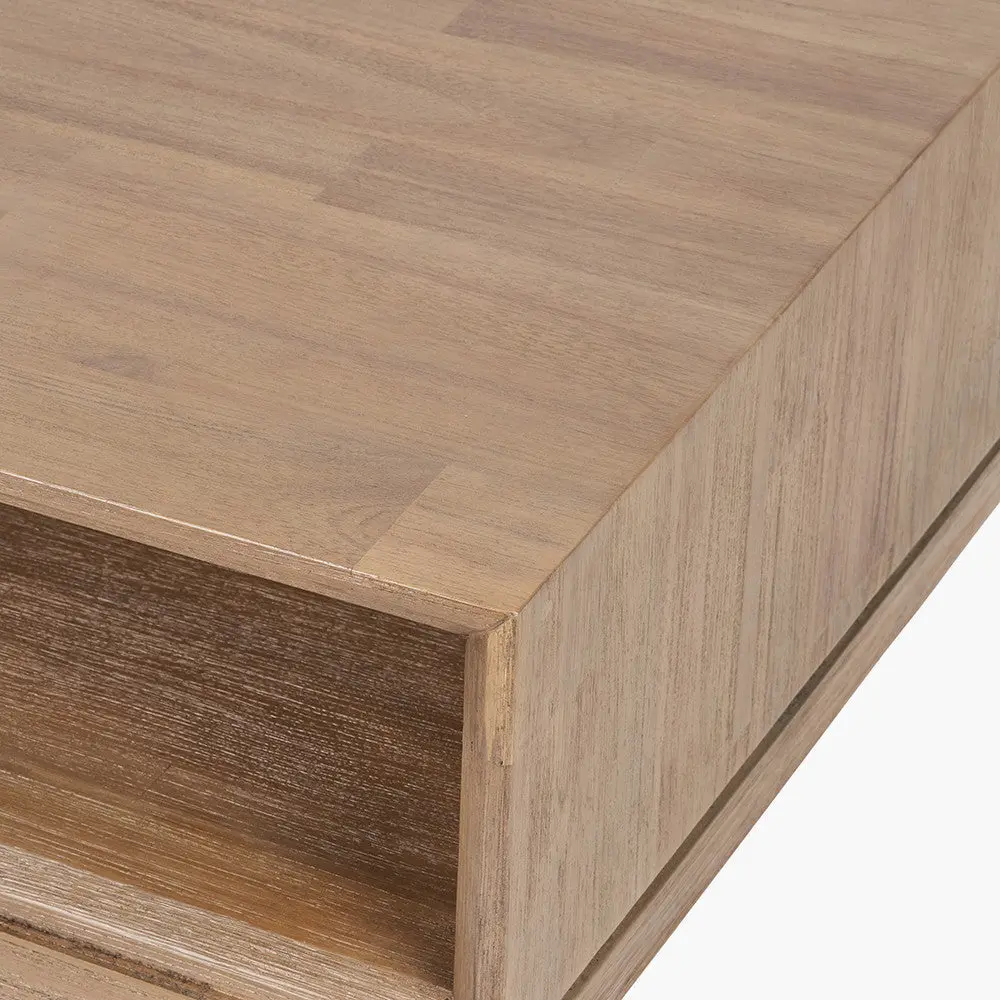 Gio Black and Natural Acacia Wood 2 Drawer Coffee Table - Image 8