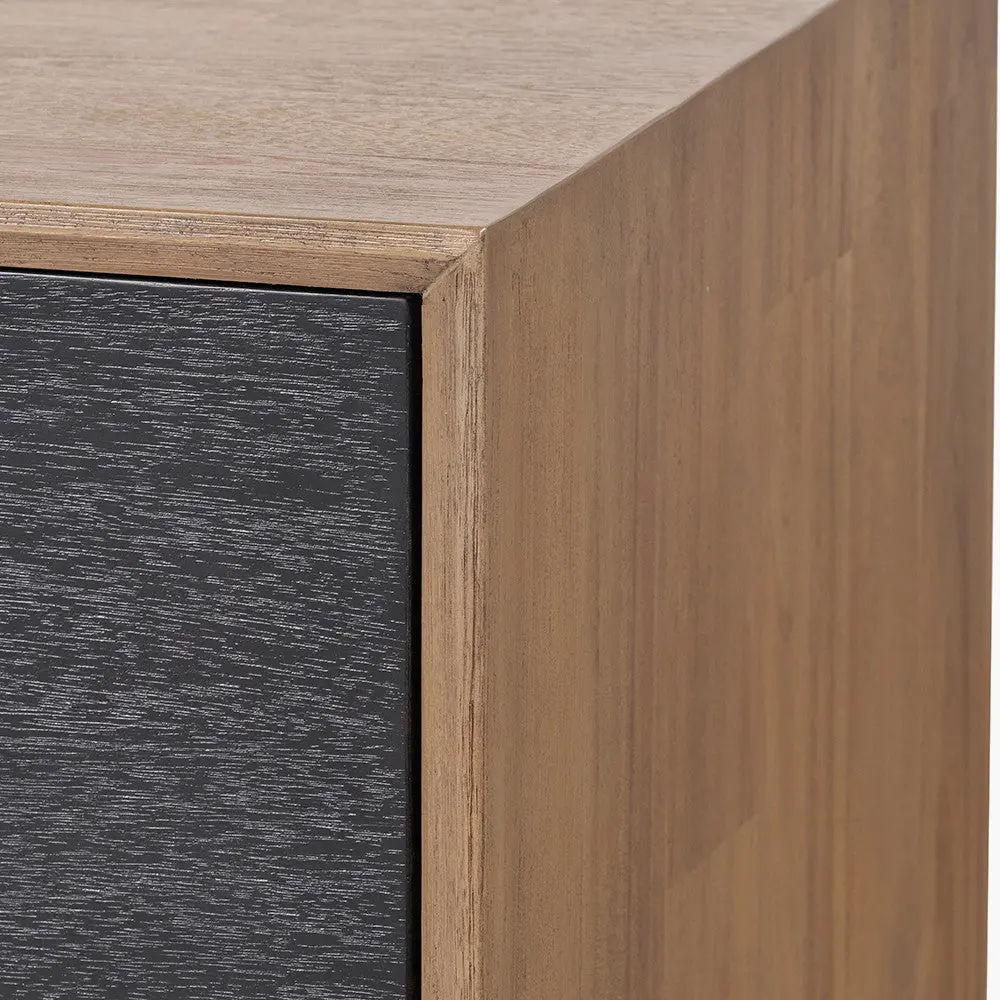 Gio Black and Natural Acacia Wood 4 Door Sideboard - Image 11