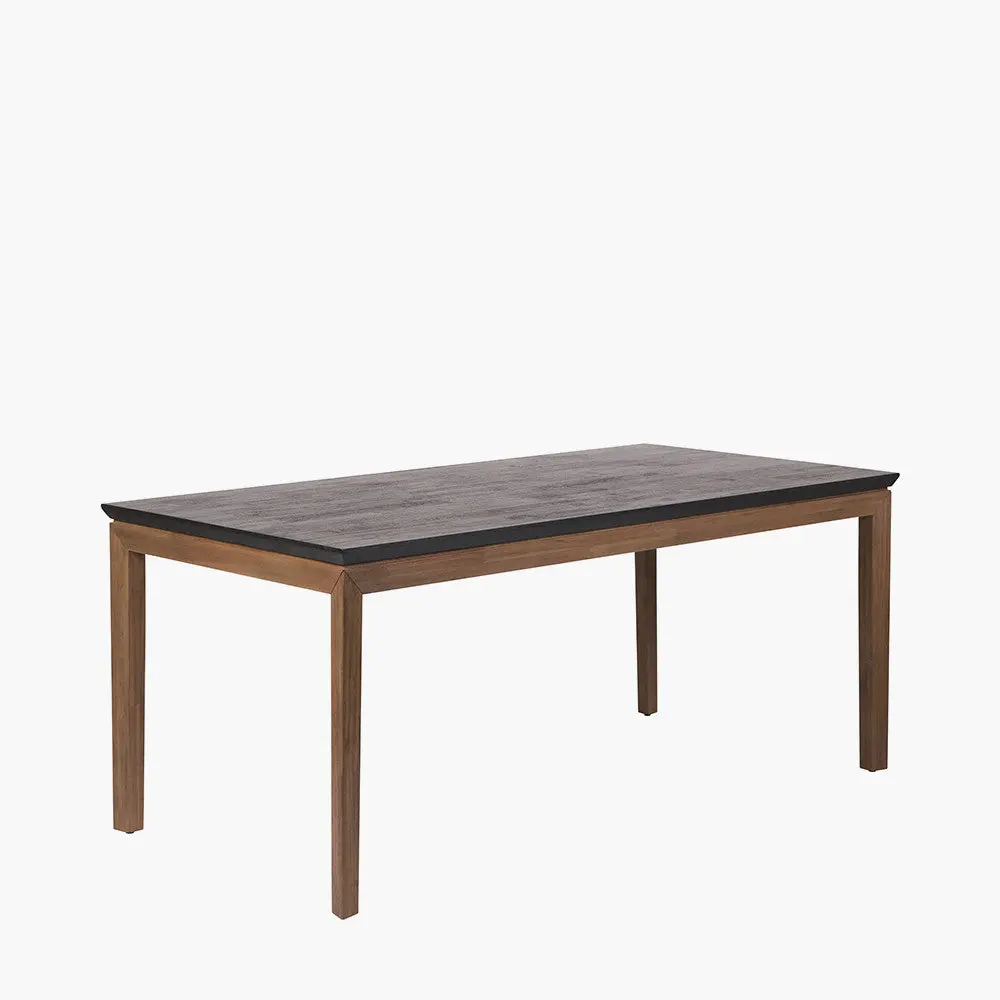 Gio Black & Natural Acacia Wood Dining Table – 6-Seater Scandinavian Style