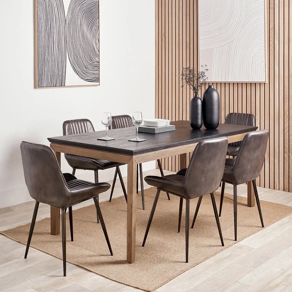 Gio Black & Natural Acacia Wood Dining Table – 6-Seater Scandinavian Style - Image 2