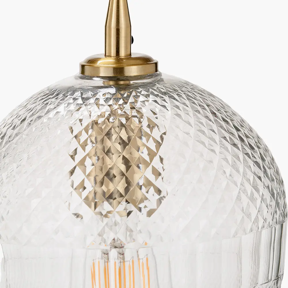 Giselle Diamond Design Clear Handcut Glass Pendant - Image 7