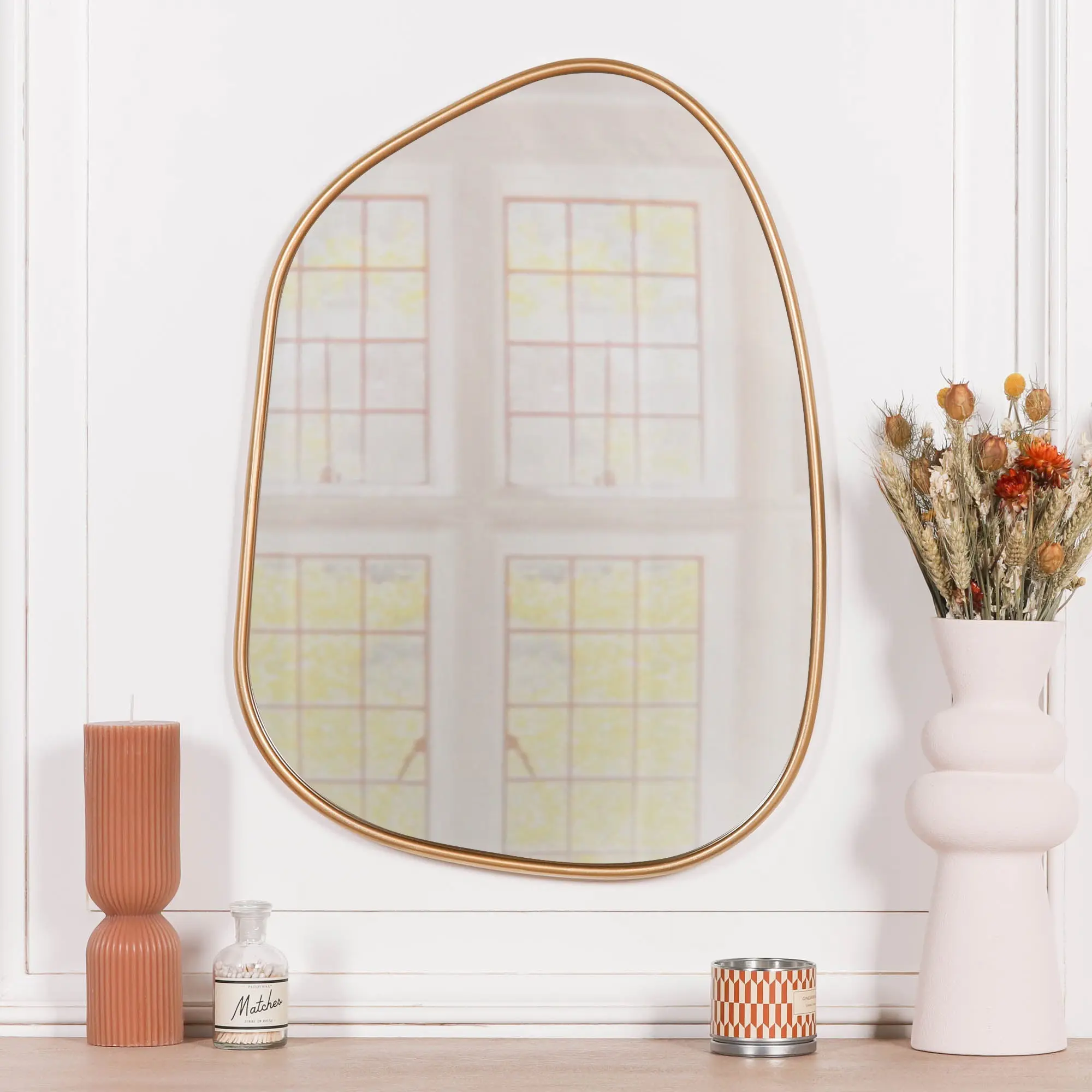 Gold Framed Asymmetrical Wall Mirror - Image 5
