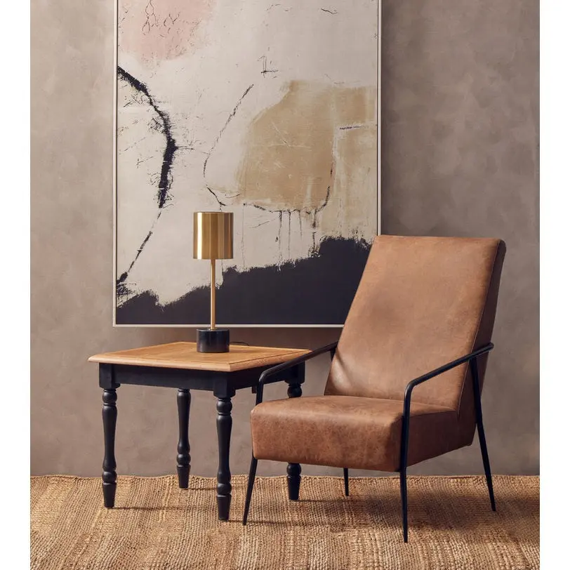 Hadley Brown Leather Chair with Tapered Back - Image 10
