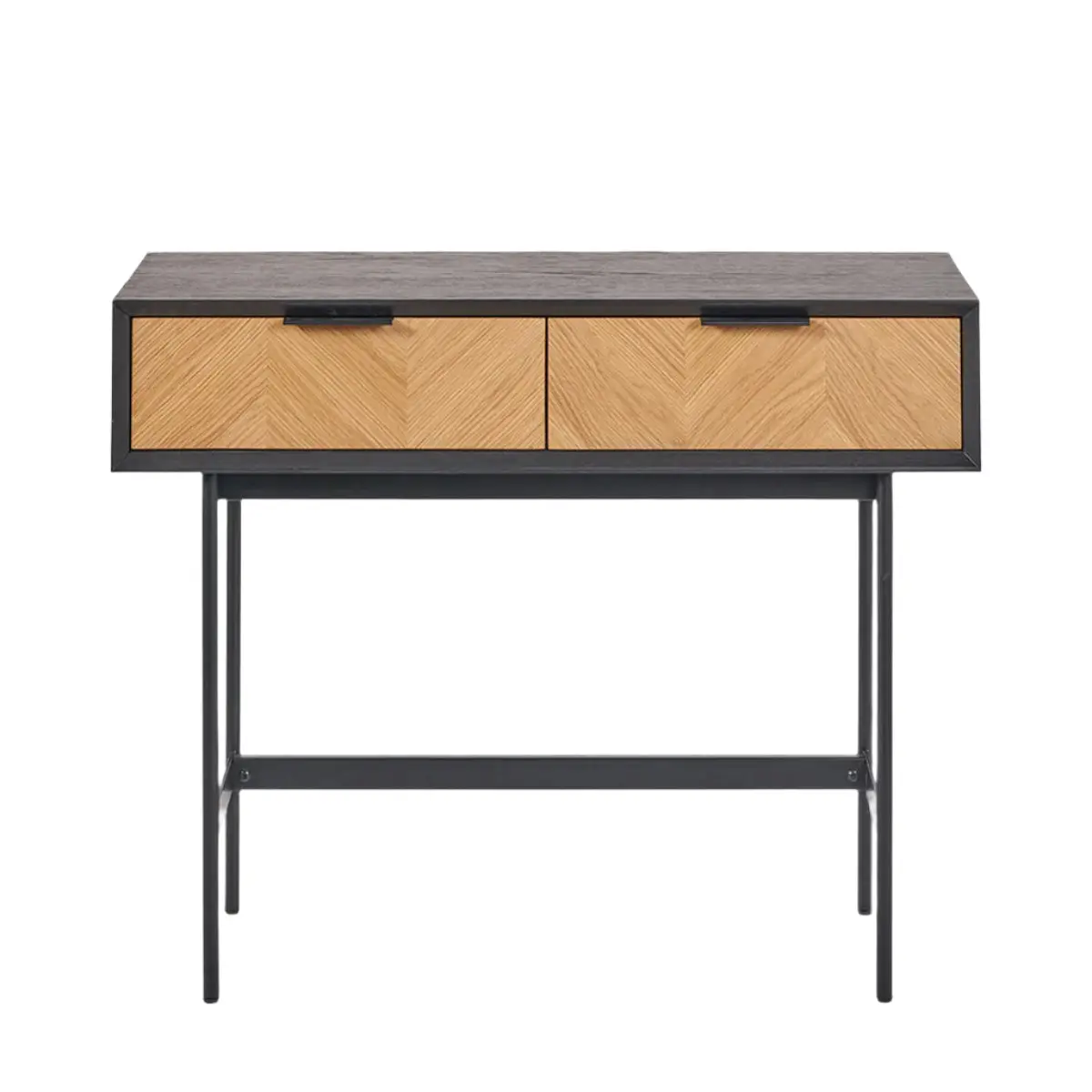 Hailee Black and Natural Chevron 2 Drawer Console Table - Pacific Lifestyle - Image 2