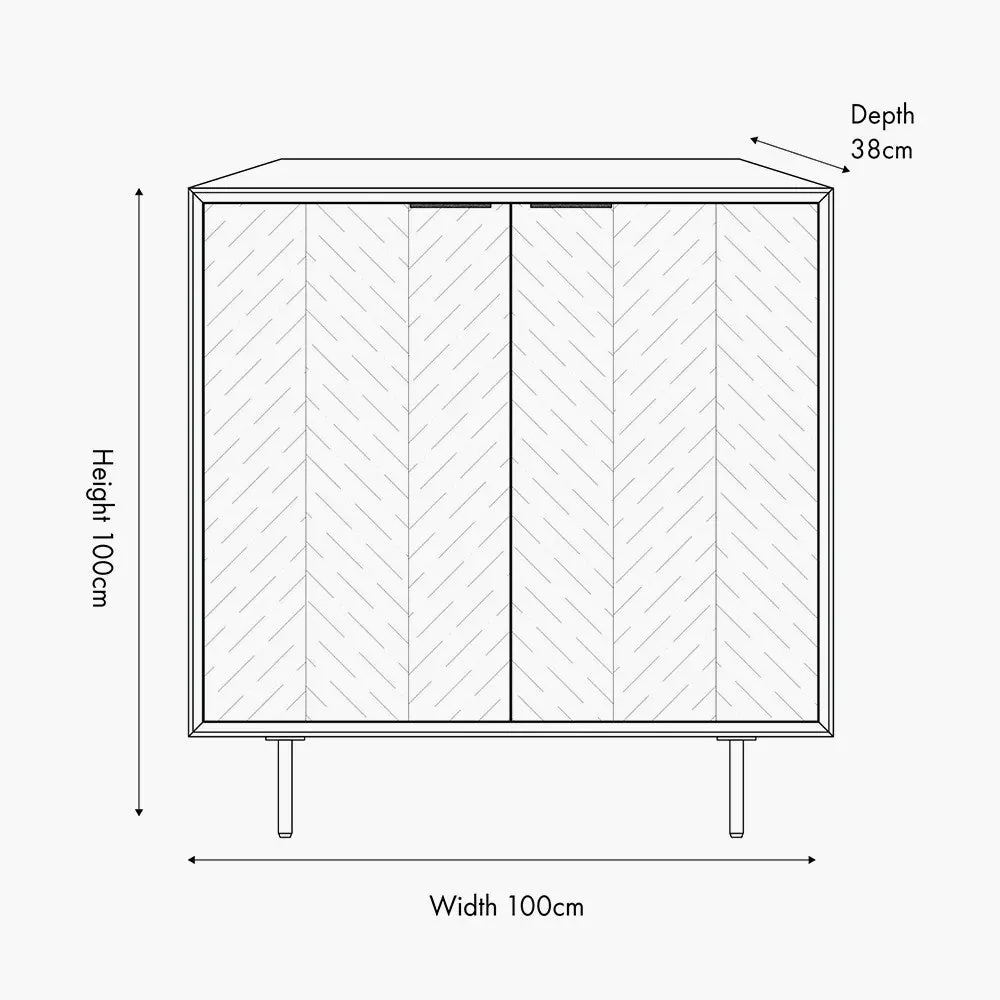 Hailee Black and Natural Chevron Oak and Pine Wood 2 Door Bar Cabinet - Image 10