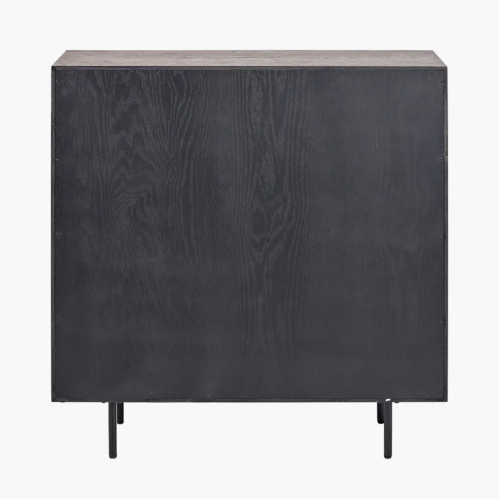 Hailee Black and Natural Chevron Oak and Pine Wood 2 Door Bar Cabinet - Image 7
