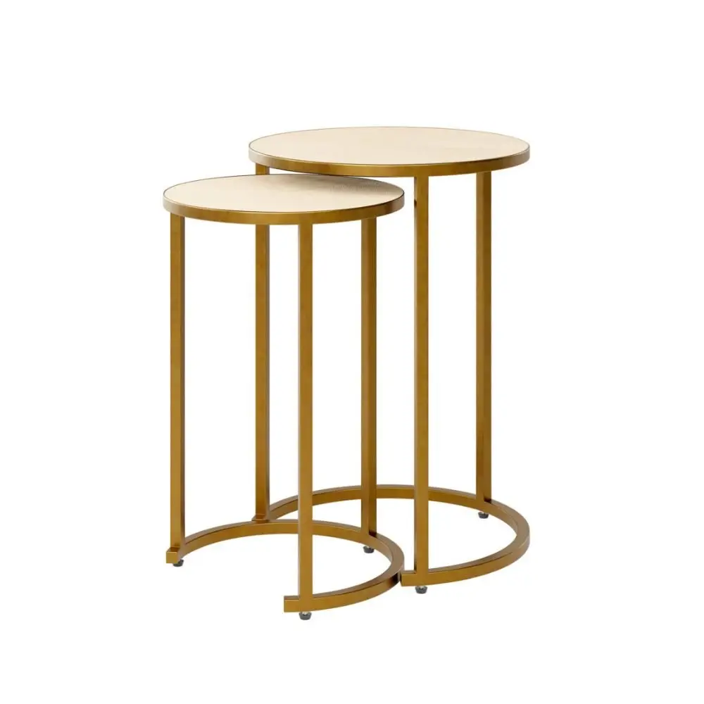DI Designs Hampton Nesting Tables in Ivory Faux Shagreen – Set of 2 - Image 3