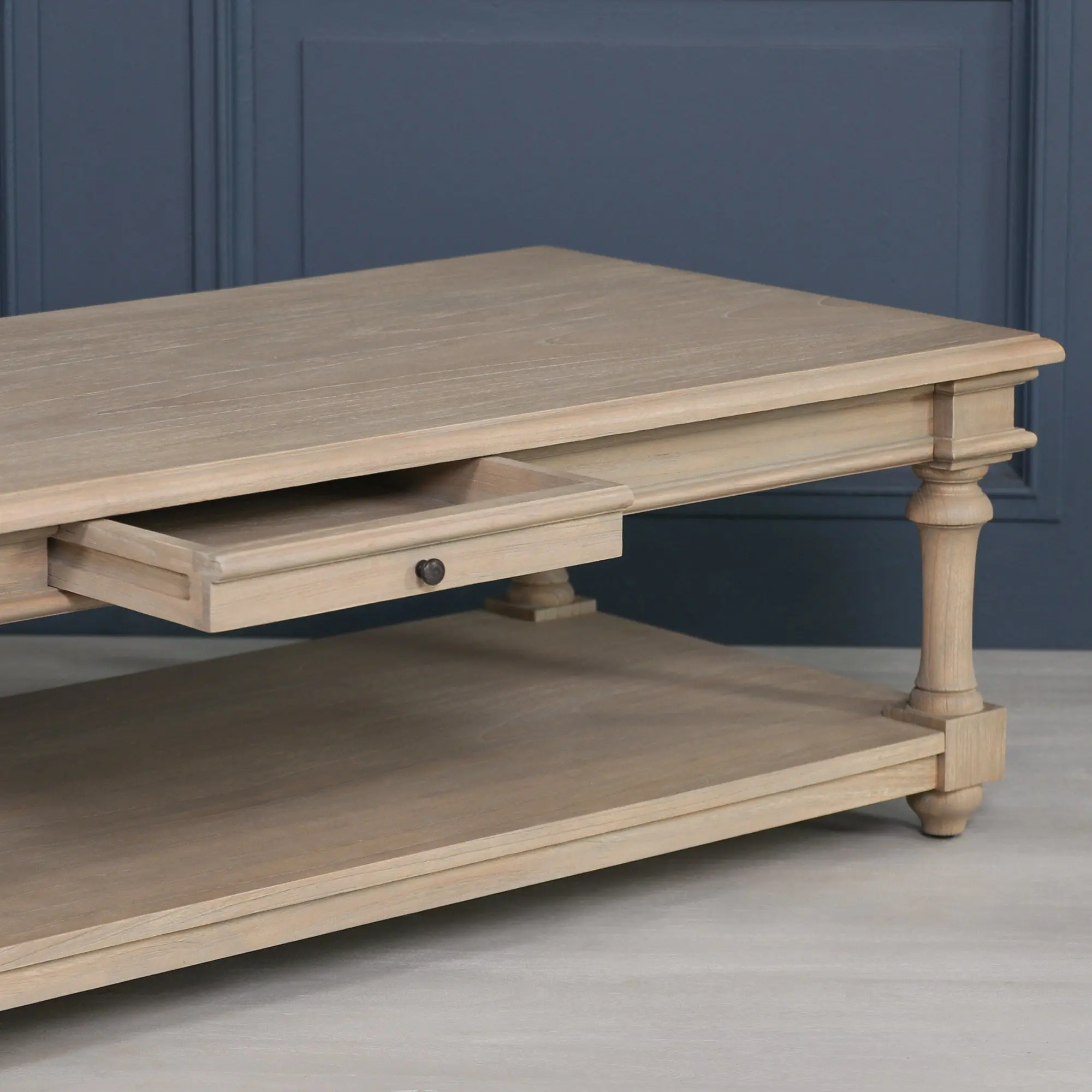 Handcrafted White Cedar Wood Coffee Table with Natural Rustic Finish and Single Drawer - Image 16