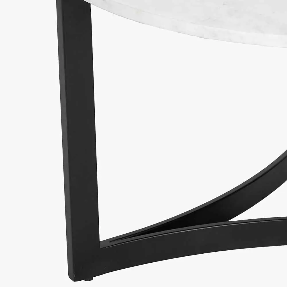 Hendrick White Marble and Black Metal Coffee Table - Image 5