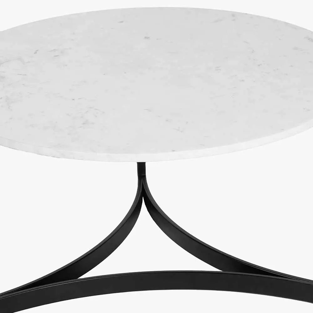 Hendrick White Marble and Black Metal Coffee Table - Image 6