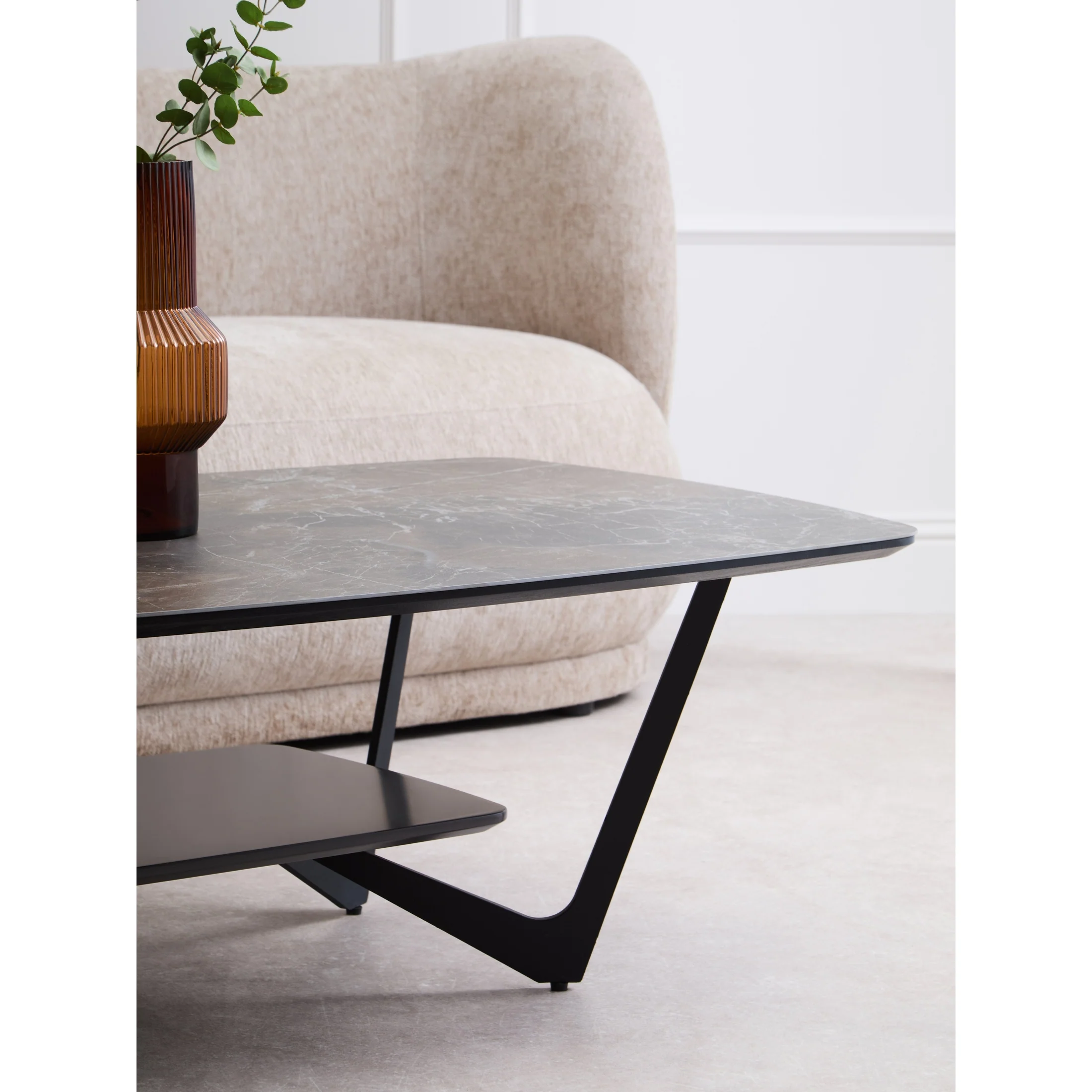 Impero Grey Ceramic Marble Effect Coffee Table - Image 4