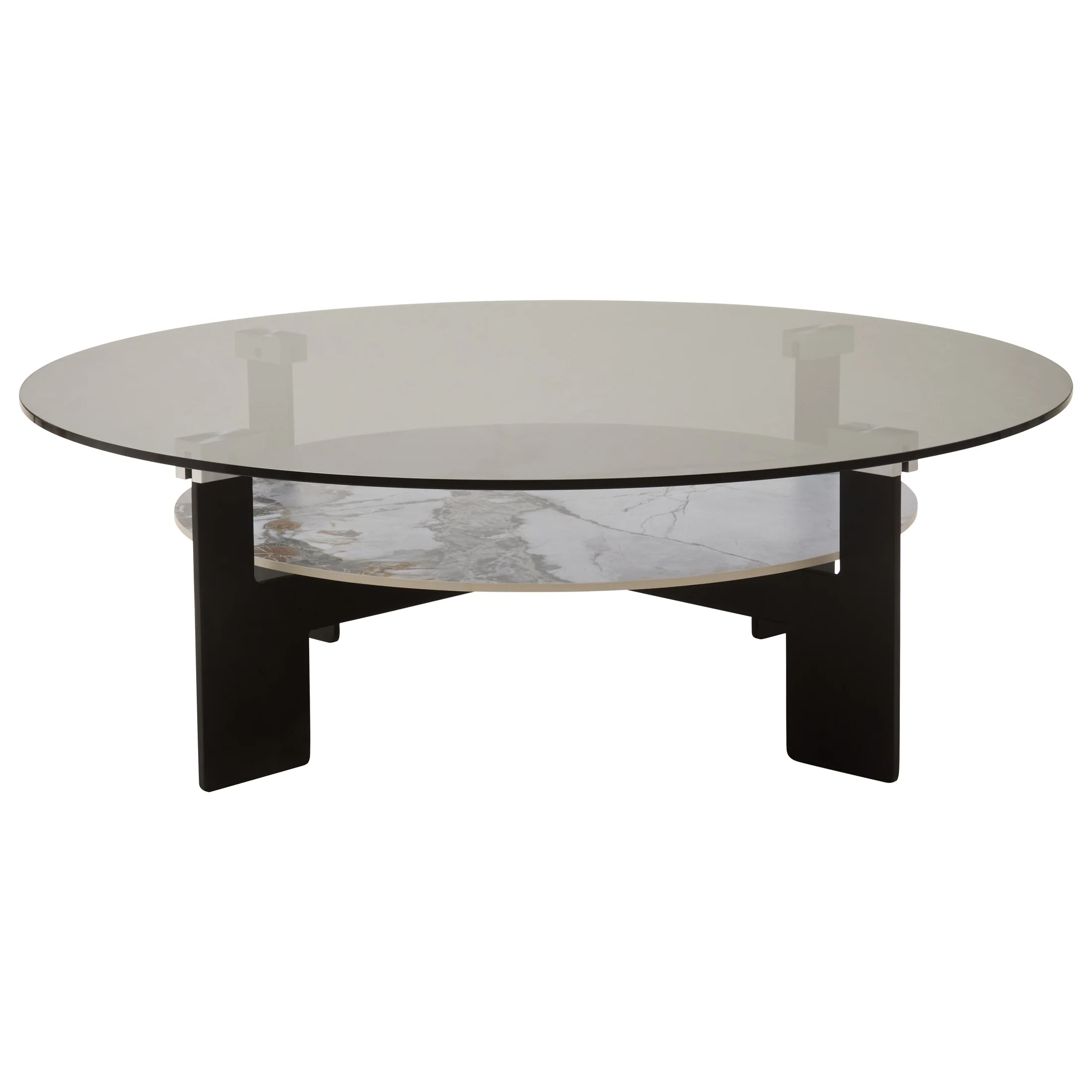 Impero Round Grey Glass and Ceramic Large Coffee Table - Image 10