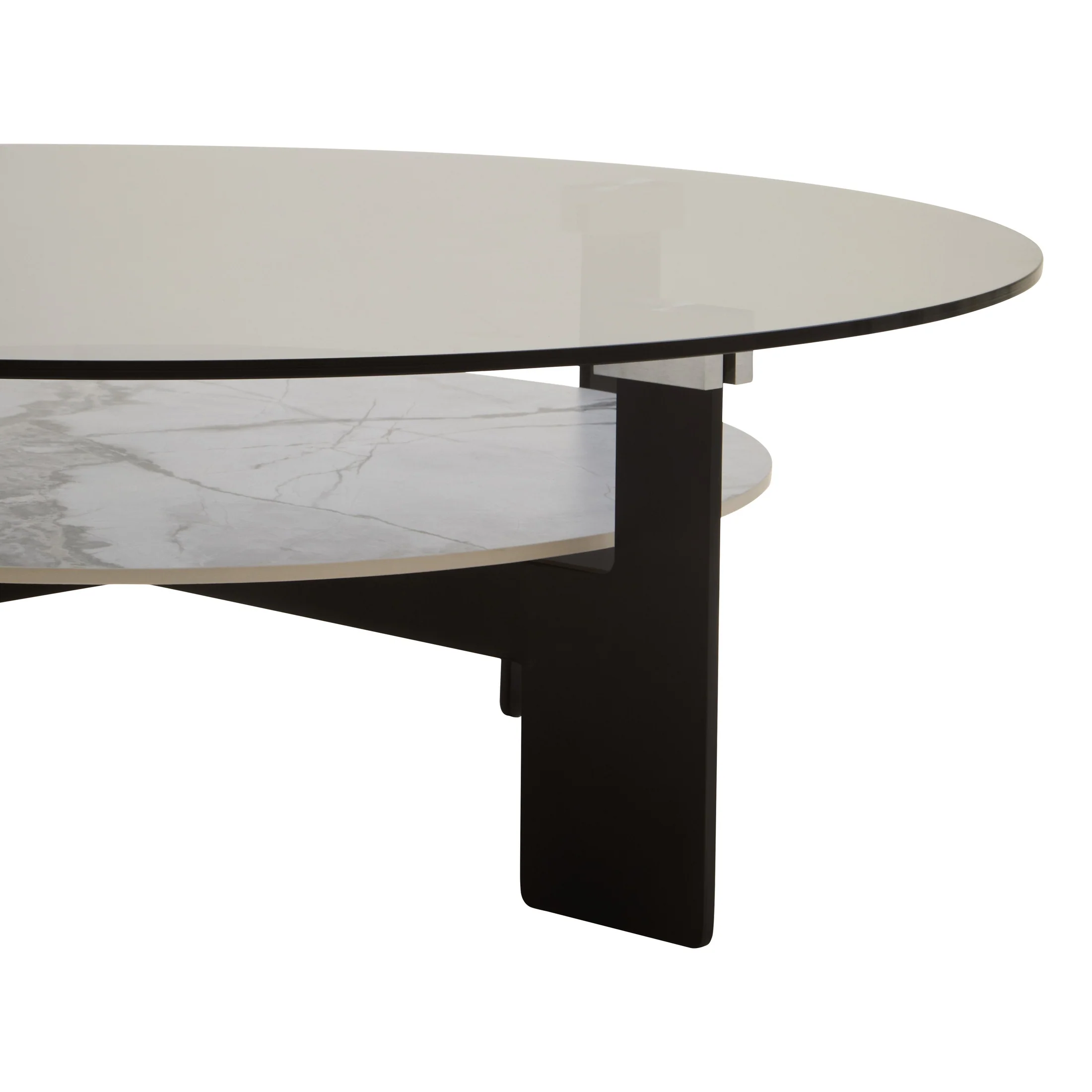 Impero Round Grey Glass and Ceramic Large Coffee Table - Image 8
